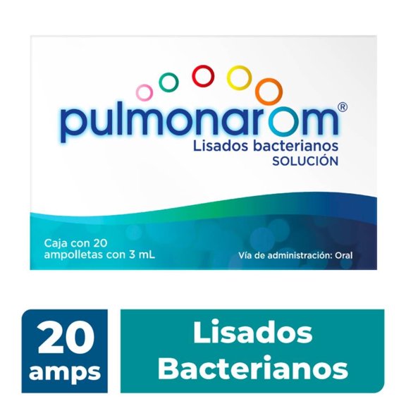 Lisados Bacterianos Pulmonarom 20 ampolletas 3 ml. Auxiliar en Infecciones de Vías Respiratorias.