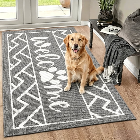 Welcome Mat, Yamaziot 32"x48" Door Mat for Inside Outdoor Front Doormat, Oversize Non Slip Absorbent Porch Decor Entrance Rug