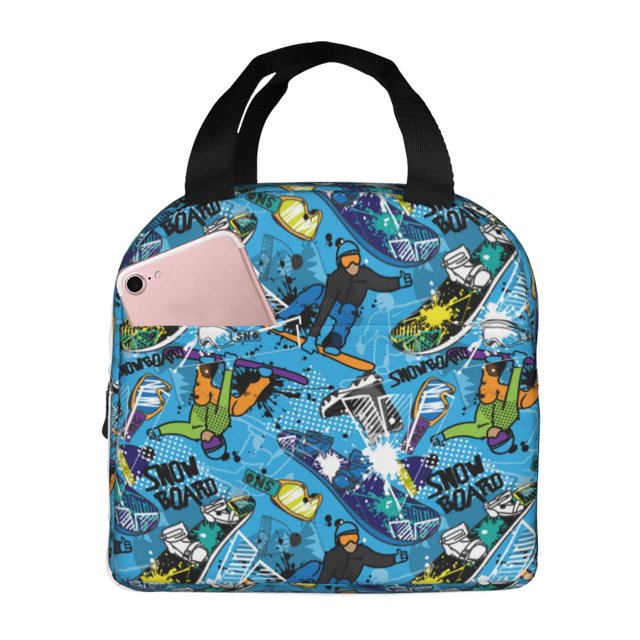 Disketp snow board blue for Insulated Lunch Bag for Women and Men, Perfect for Work, Hiking, Picnic