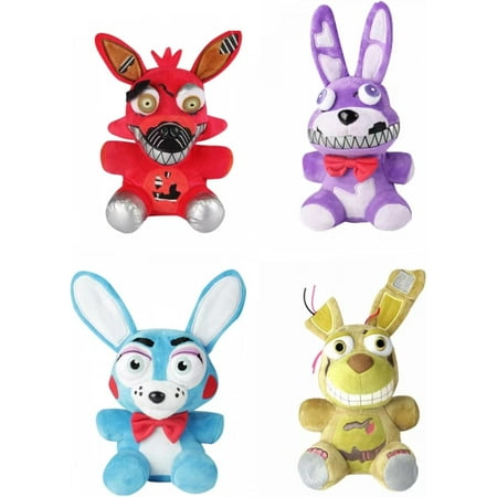 4Pcs Five Nights at Freddy's Nightmare Plushies, FNAF Stuffed Toys for Boys and Girls