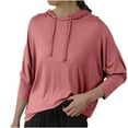 thumbnail image 2 of HUPOM Womens Hooded Sweatshirt V-Neck Flap Cocktail & Party Hoodie Pajamas Dance Pink 2XL, 2 of 7