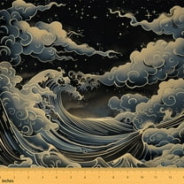 Castle Fairy Teenagers Japanese Style Fabric by the Yard 1 Yard,Starry Sky Home Decor Fabric by the Yard,Ocean Waves Room Decor Fabric by the Yard,Super Cozy Room Decor