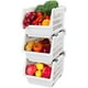 thumbnail image 3 of Cesta apilable de almacenamiento Estantes extraíbles Soporte de estante de almacenamiento de plástico Cesta apilable apilable Gran pila de cestas de almacenamiento para verduras, frutas, alimentos Or TUNC Sencillez, 3 of 5