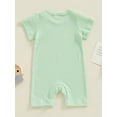 thumbnail image 3 of Bagilaanoe Newborn Baby Girl Boys Summer Jumpsuit Shorts Plaid Short Sleeve Bodysuit 3M 6M 12M 18M Infant Casual One Piece Romper, 3 of 8