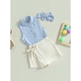 thumbnail image 3 of Kids Girls Shorts Set, Sleeveless Striped Button Closure Vest with Elastic Waist Tie-up Shorts 9 Months-5 Years, 3 of 7