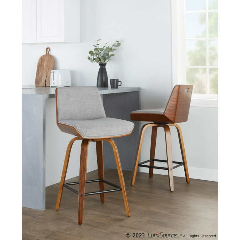 LumiSource Grey Corazza 26 Fixed Height Counter Stool Set of 2 Walmart