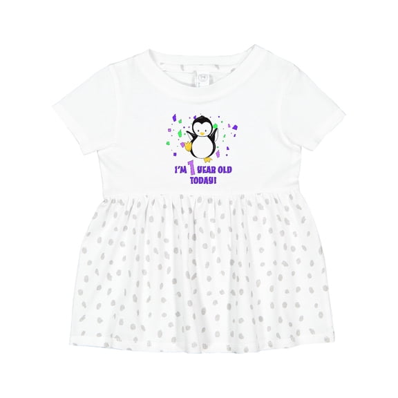 Inktastic I'm 1 Year Old Today-first Birthday Baby Penguin Girls Baby Dress