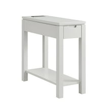 Leick Home Cade Wood End Table with Drawer and AC/USB Outlet, Gray