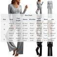thumbnail image 3 of LEKWK Lounge Sets for Women Ribbed Long Sleeve Slim Fit Top with Cute Bows and Wide Leg Pants Matching Outfits 2 Piece Casual Sleepwear, 3 of 9
