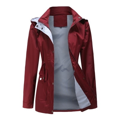 U.Vomade Manteau Trench à Capuche Amovible pour Femme Automne/hiver Manteau Trench pour Femme Grande Taille