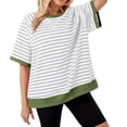 thumbnail image 2 of Striped Shirt Women 2026 Summer Casual Short Sleeve Crewneck Color Block Y2k Oversized T Shirts, 2 of 6
