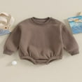 thumbnail image 2 of Combinaison pour Bébé Garçon Fille en Molleton, Chandail à Col Rond, Combinaison, Uni, Manches Longues, Chandail Bouffant, Cache-Couche, Tenue d'Automne Hiver, 2 of 9