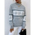 thumbnail image 6 of Women’s Snowflake Christmas Sweater Casual Long Sleeve Knitted Pullover Sweaters Crewneck Loose Jumper Tops, 6 of 6