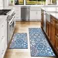 thumbnail image 2 of Omezin Boho Floral Cushioned Blue Runner Rugs (2 Count), 2 of 6