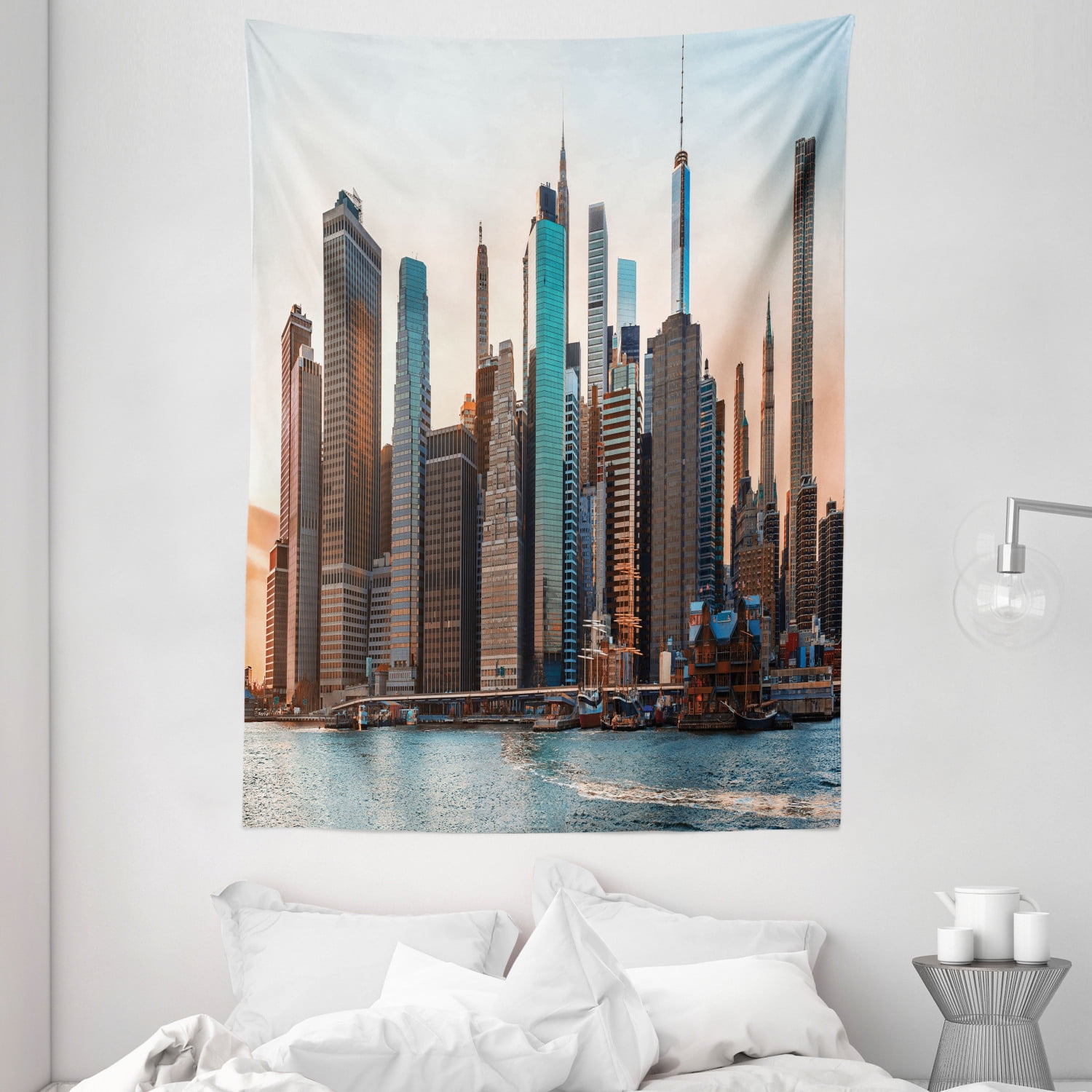 NYC Tapestry, Manhattan New York City Amazing Skyline and Shore With ...