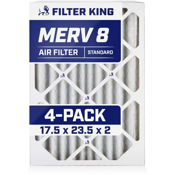 Filter King 17.5x23.5x2 Air Filter | 4-PACK | MERV 8 HVAC Pleated A/C Furnace Filters | MADE IN USA | Actual Size: 17.1 x 23.1 x .75"