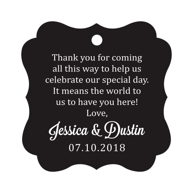Darling Souvenir Custom Wedding Thank You Message Gift Tags Personalized Party Favor Hang Paper Tags-Black-50 Tags