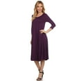 thumbnail image 2 of Women's Comfortable 3/4 Sleeve Midi Dress – Solid A-Line Casual Fit, 2 of 4