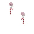 thumbnail image 2 of Delight Jewelry Silvertone 3-D Red Enamel Candy Cane Pink Crystal Clip on Earrings, 2 of 5