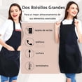 thumbnail image 2 of Delantales 3 piezas, Mandiles Negro Unisex Lavable a Máquina para Cocina, Manualidades, Barbacoa, Dibujo al Aire Libre (Negro), 2 of 4