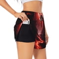 thumbnail image 1 of Balery Red Moon Lava Pantalones cortos deportivos para mujer con forro y dos bolsillos, elásticos, para entrenamiento, gimnasio, yoga-Small, 1 of 7