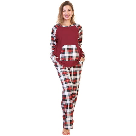 

Angelina 2-Piece Set Matching Family Flannel Kangaroo Pocket Raglan Shirt with Pajama Pants
