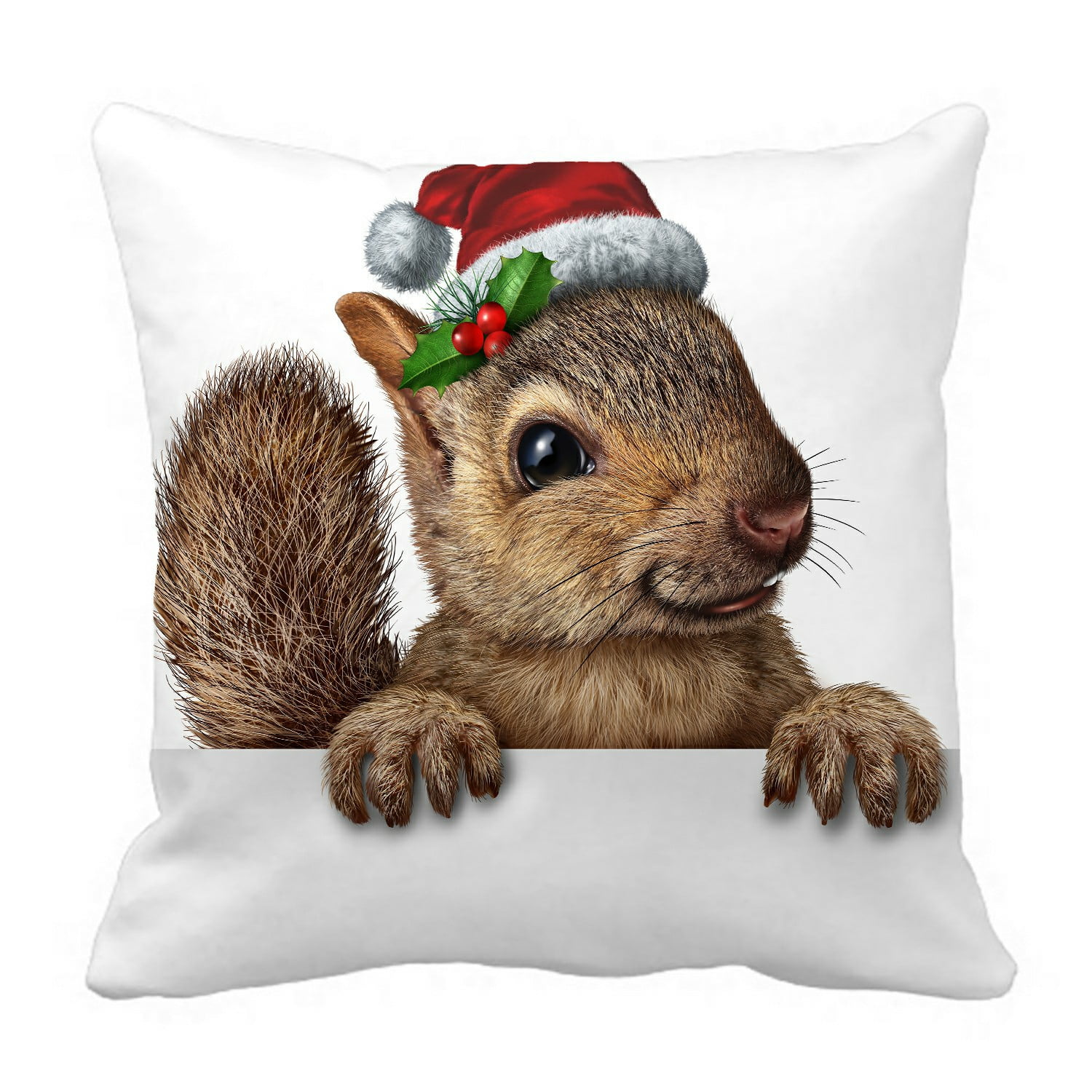 ECZJNT squirrel wearing santa clause hat berries Christmas Pillow Case ...