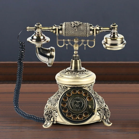 Old Fashioned Desk Phone Antique Rotary Dial Telephone Retro Landline for Home Decor