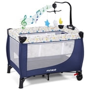 Vipuse Nursery Center Playard with Bassinet Music and Toys, Baby Playpen for Newborn to Toddlers,Blue