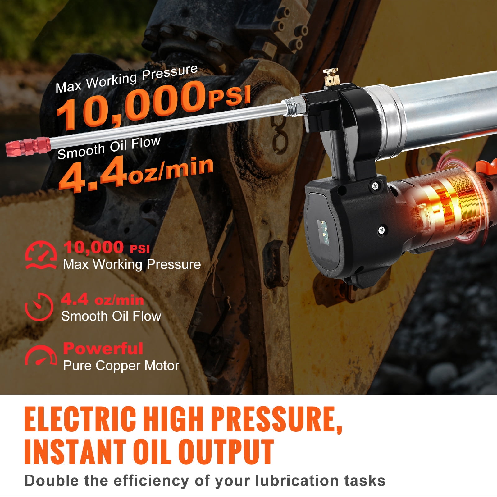 KFFKFF Cordless Grease Gun Electric 20 Volt 2.0 Ah Battery Kit 10000PSI with Case