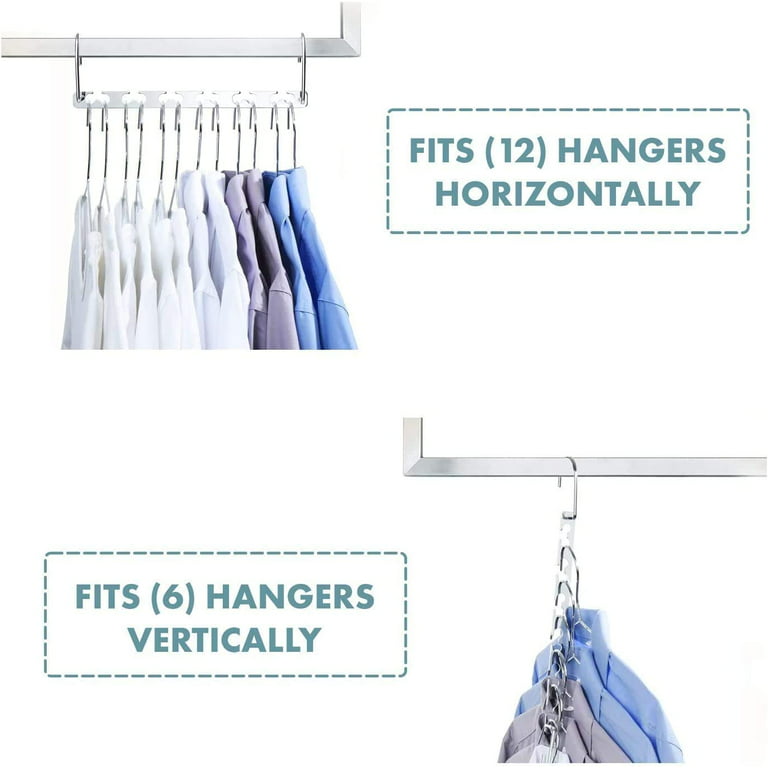 12 Pcs Space Saving Hangers- Closet Space Saver Hanger Organizer - Sturdy  Plastic Multi Hangers for Heavy Clothes Storage by Casewin 