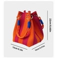 thumbnail image 3 of Striped Bucket Knit Tote Bag,Orange Pink Stripe Bucket Bag with Braided Rope Handles for Beach Vacation Daily Use, 3 of 6
