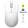 thumbnail image 1 of Mouse Inalámbrico Bluetooth 5.2 + 2.4G Óptico 1600 DPI Blanco ELE-GATE Ligero Ergonómico, 1 of 5