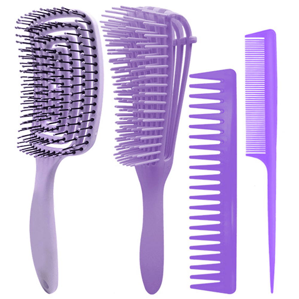 4Pcs hair brush for men and women,Paddle Hair Brush Comb and brush Set  toddler brushes, Great On Wet or Dry Hair, No More Tangle Hairbrush for  Long Thick Thin Curly Natural Hair -