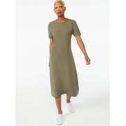 Free Assembly Women's Fit And Flare Midi T-Shirt Dress