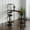 Walnut Top/Black Frame, variant on Emma + Oliver Modern Bar and Wine Table with 2 Slanted Bottle Shelves and Hanging Stemware Holders, Black Steel Tube Frame with Light Brown Melamine Table Top