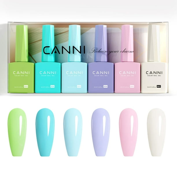 Set de esmaltes de uñas en gel CANNI, 6 tonos suaves, 9 ml, gel UV y LED