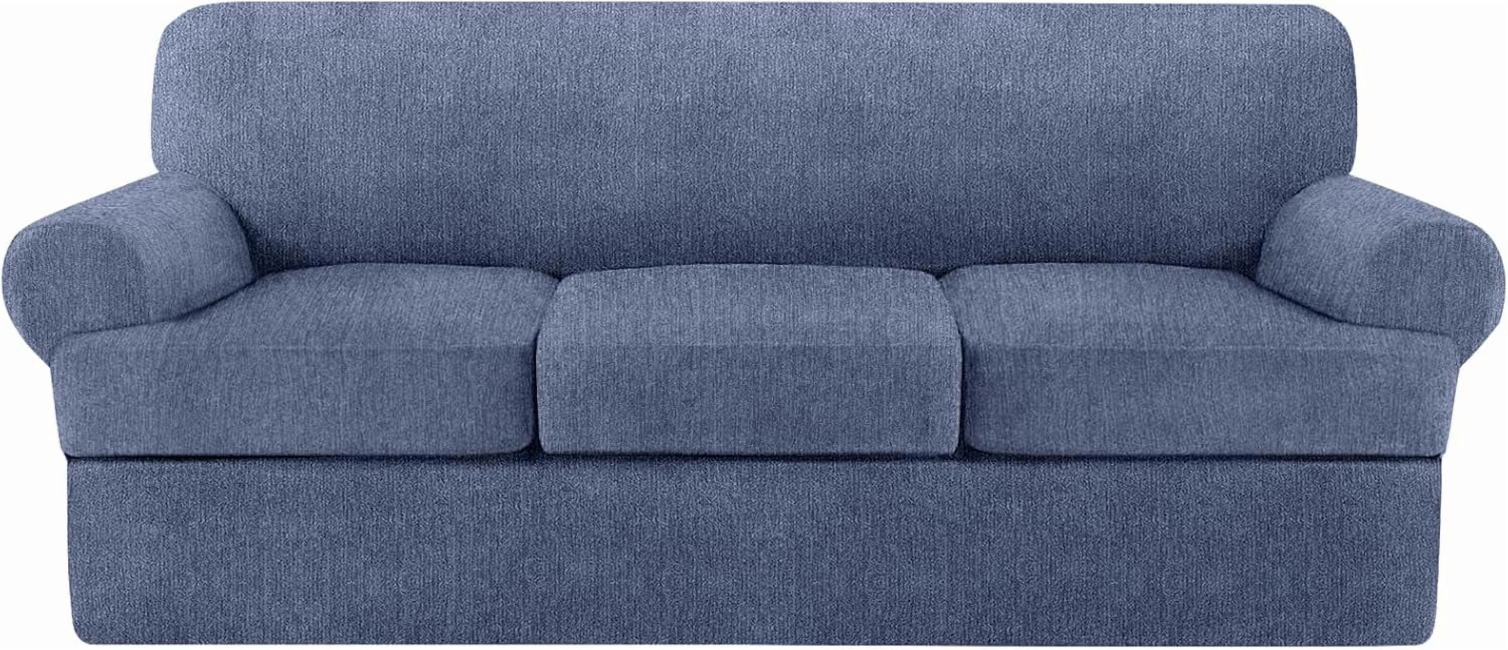 4 Piece T Cushion Sofa Slipcovers Stretch Couch Cover Furniture Covers with 3 Individual T Cushion Covers, Machine Washable for Living Room (Light Gray, 3 Cushions)