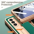 thumbnail image 3 of SaniMore Case for Samusng Galaxy Z Fold 5 6.7" 2023, Leather Skin Platng Frame Hinge Protection Screen Ptotector Hidden Kickstand Pen Slot All-inclusive Heavy Duty Protective Case for Z Fold 5, Green, 3 of 8