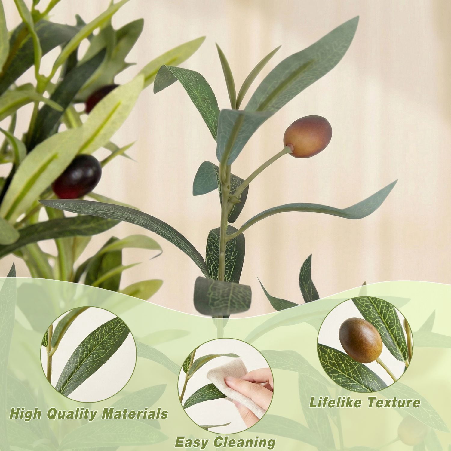 Easy4Home 4FT Artificial Olive Tree with Lifelike Fruits Fake Olive Plant Potted Indoor Faux Floor Plant for Home Office Decor
