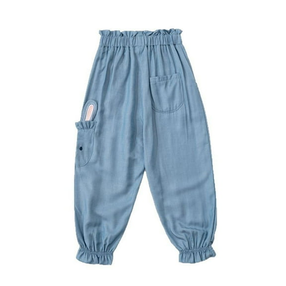 RUTAYY Children Girls Jeans Pants Comfortable Stretchy Cute Cartoon Flower Embroidery Long Pants with Elastic Waistband 12 Months-5 Years Soft Breathable Trendy Trousers