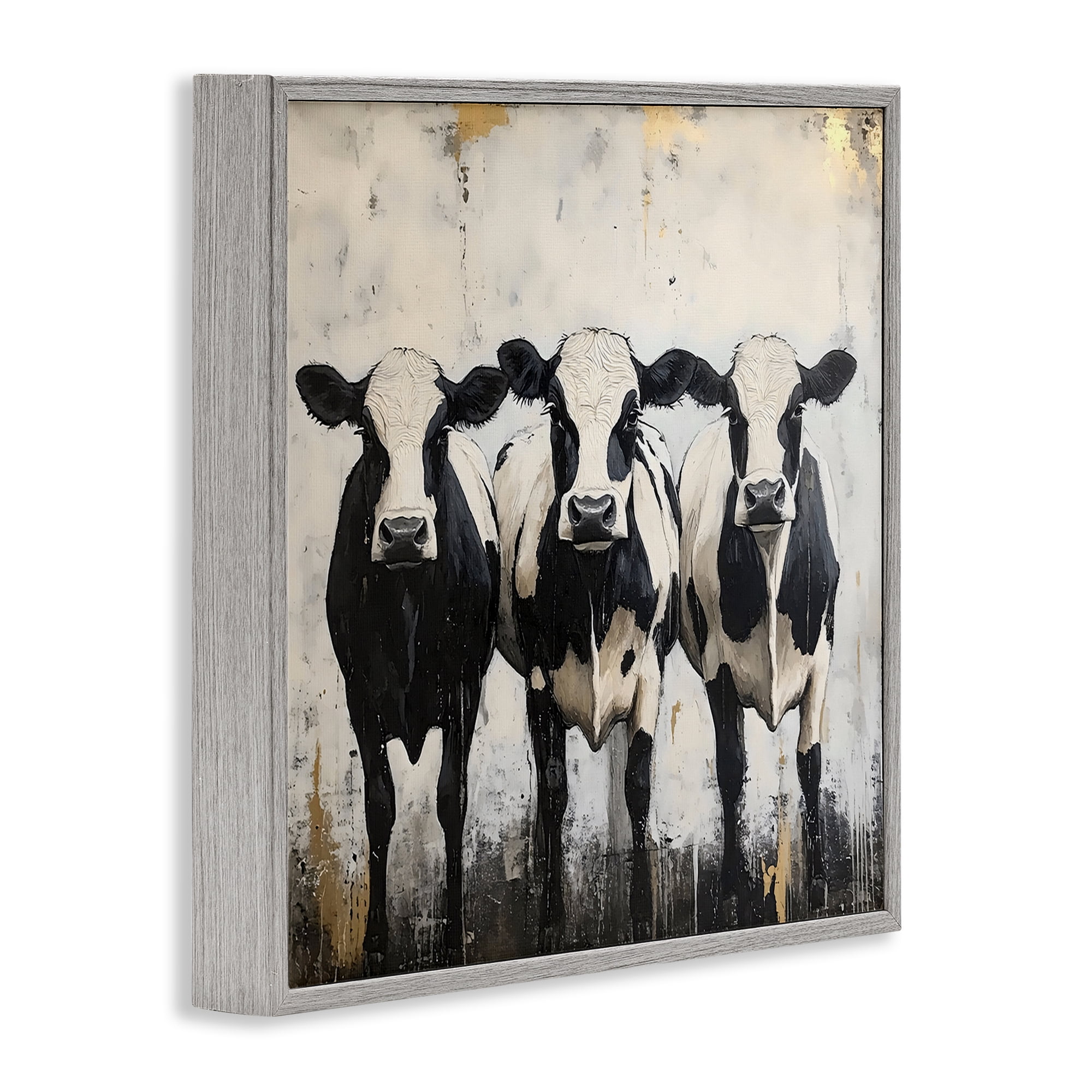 Stupell Industries Three Spotted Cows Gray Framed Giclee Art, design by Creative Studio