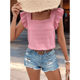 thumbnail image 5 of Women'S Square Neck Ruffle Short Sleeve Top Pink L, 5 of 9