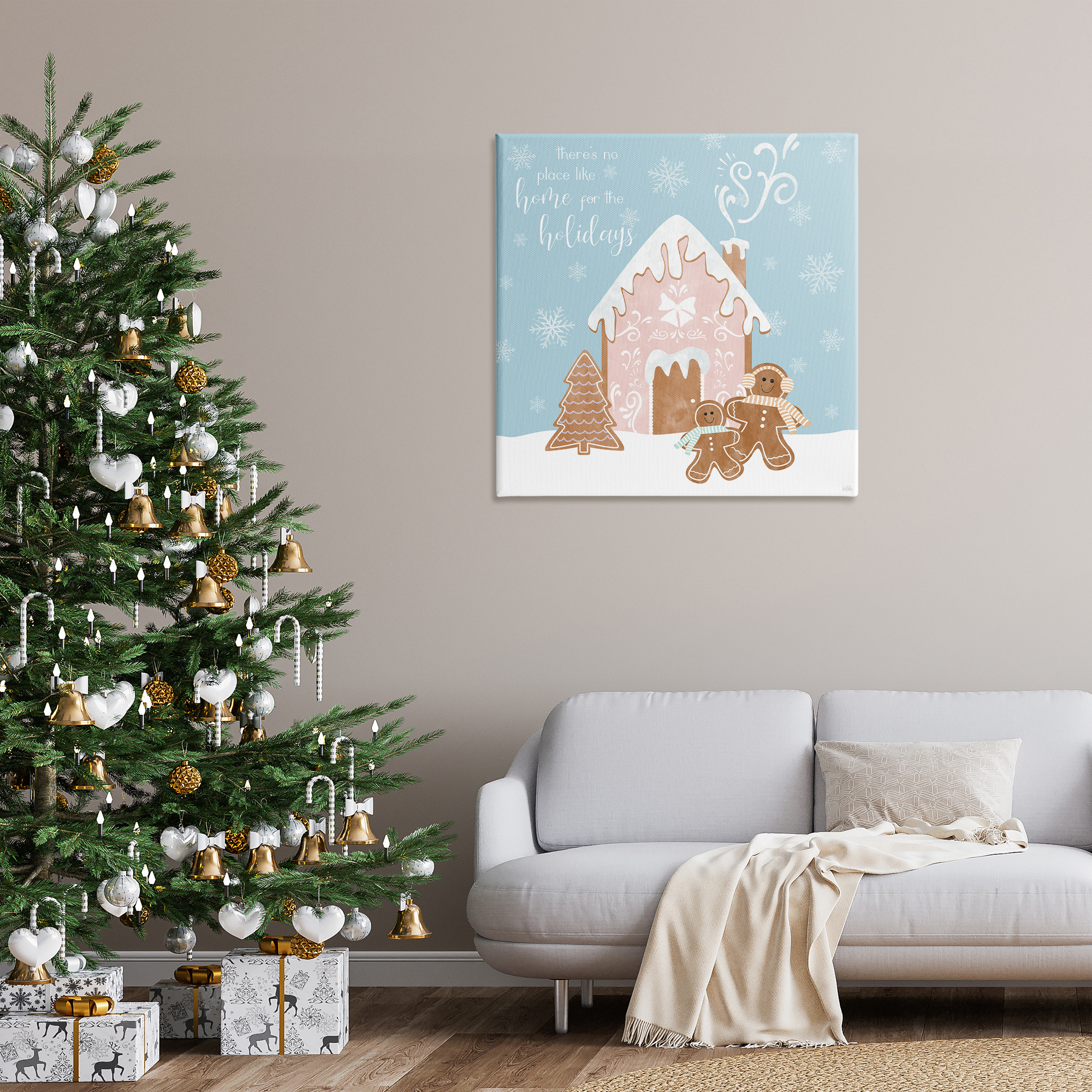 Stupell Industries Holiday Gingerbread Family Holiday Painting Gallery Wrapped Canvas Art Prints Wall Art, 36 x 36