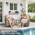 thumbnail image 3 of Ovios 5 Pieces Outdoor Patio Furniture Set High-Back Rattan Wicker Conversation Set Outdoor Sectional with Swivel Chairs & Solar Light Coffee Table, Beige, 3 of 11