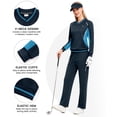 thumbnail image 5 of Women's 2Pc V Neck Tracksuit, 4 Way Stretch Breathable Reflective for Golf Running Casual Navy Light Blue XL, 5 of 8