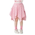 thumbnail image 2 of Afuyipoi Summer Short Skirt for Girls, irregular Plaid Skirt Solid Color College-Style Fashion Skirt For Girls Pink 5-6 Years, 2 of 5