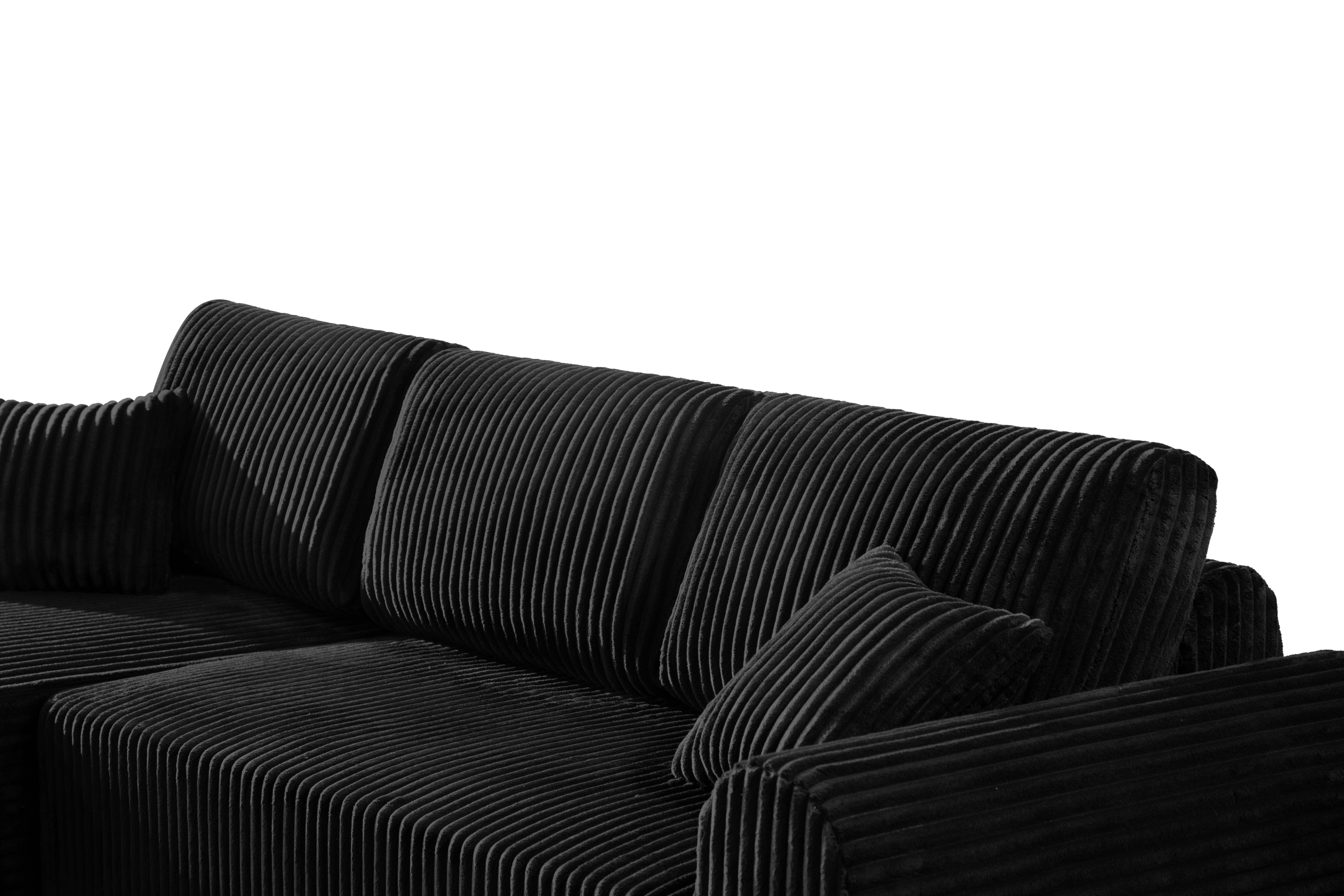 Shikeyi 109" Cloud Modular Sectional Sofa Couch with L-Shape Chaise,Modern Minimalist Upholstered Boneless Couches for Living Room Bedroom, Black