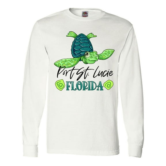 Inktastic Port St. Lucie, Florida Happy Sea Turtle Long Sleeve T-Shirt