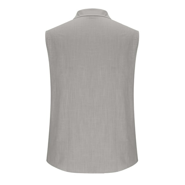 Yuyuzo Mens Sleeveless Button down Shirts Cotton Linen Summer Beach Basic Tank T-Shirt Tops